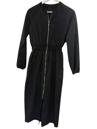 Abito lungo donna nero con zip