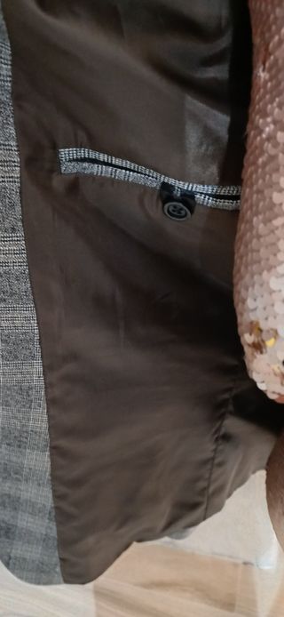 Americana cuadros marrones y multicolor