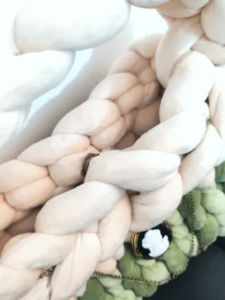 Chunky a mano e tracolla bicolore verde e beige