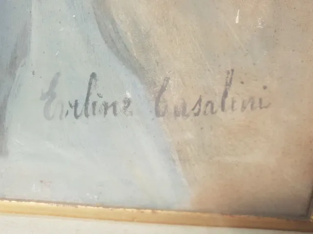 Antico Ritratto Donna Olio Su Tela