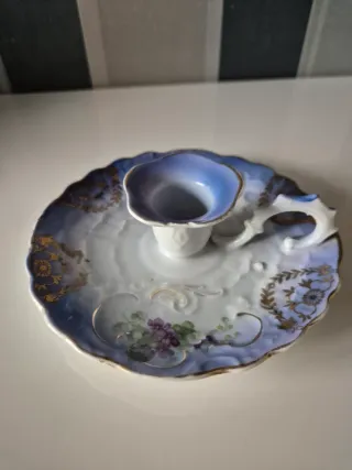 Portacandele in porcellana decorato oro