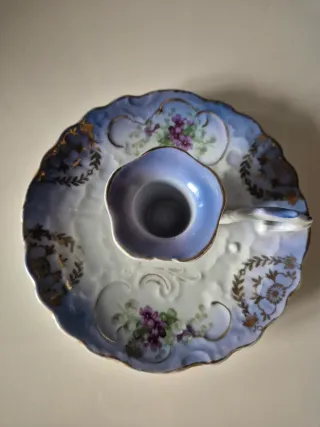 Portacandele in porcellana decorato oro