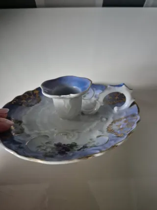 Portacandele in porcellana decorato oro