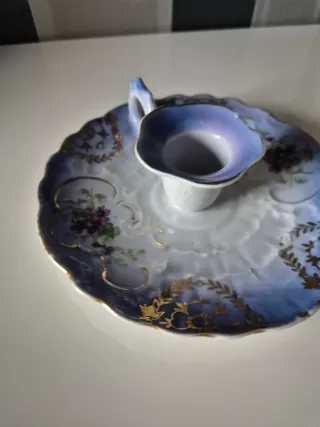 Portacandele in porcellana decorato oro