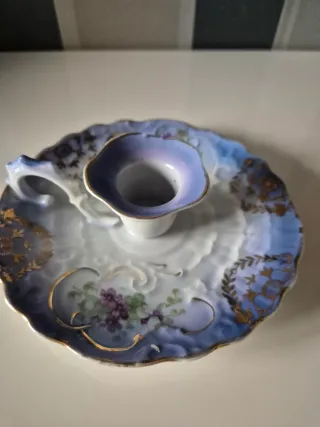 Portacandele in porcellana decorato oro