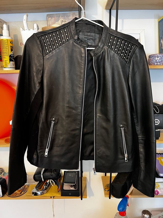 Cazadora Cortefiel Negra Tachuelas