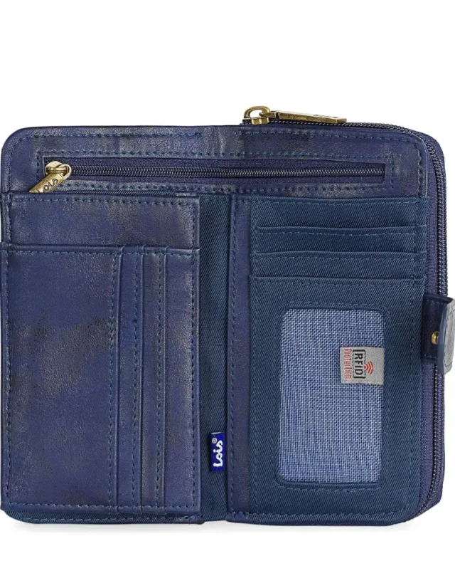 Monedero Lois azul estampado