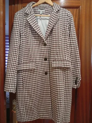 Trenca cuadros marrón/granate y blanco