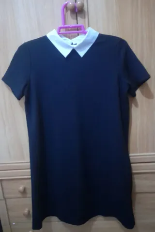 Vestido Zara Negro con Cuello Blanco
