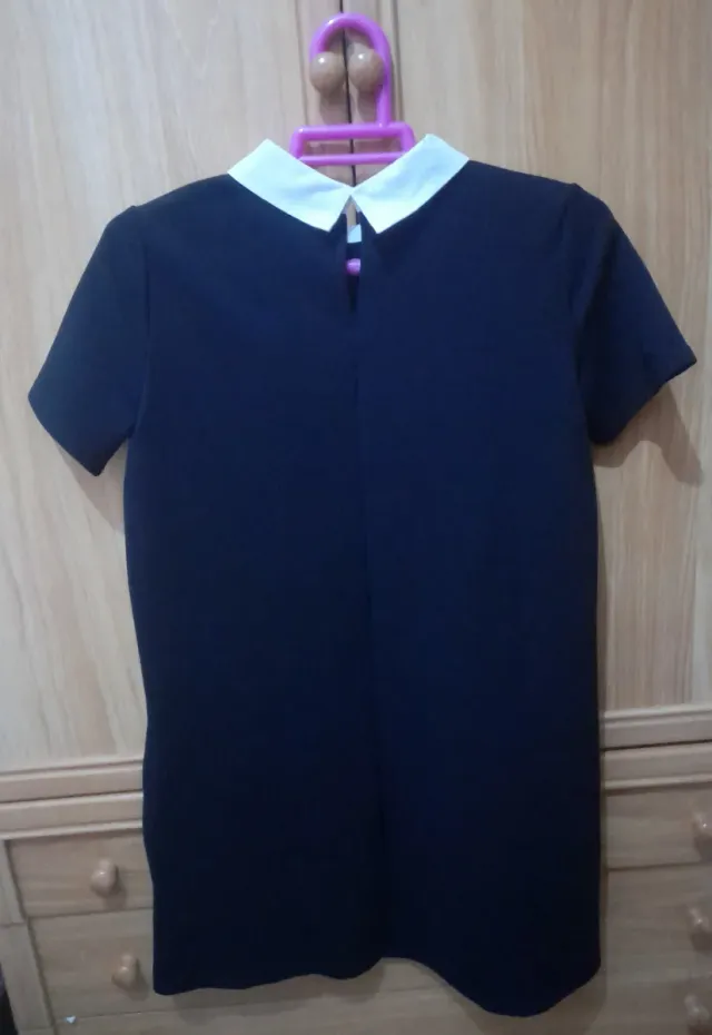 Vestido Zara Negro con Cuello Blanco