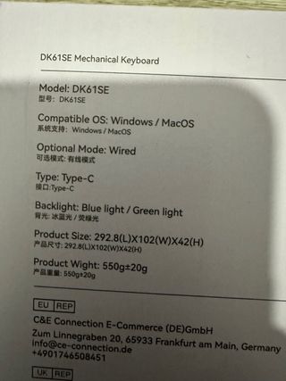 Teclado Mecánico Gaming Dierya DK61se  M00507