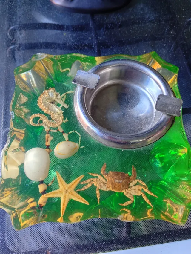 Cenicero Resina Marítima con Caballito de Mar y Ca