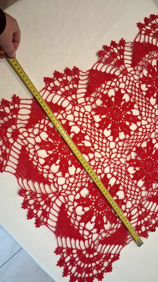 Runner uncinetto rosso, natale, fatto a mano