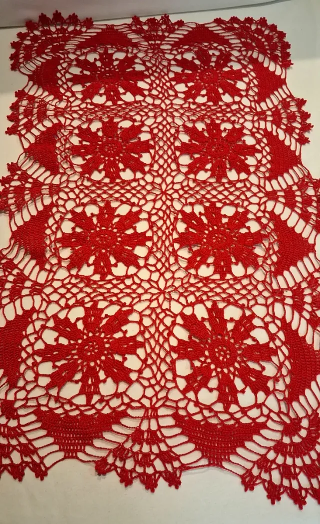 Runner uncinetto rosso, natale, fatto a mano