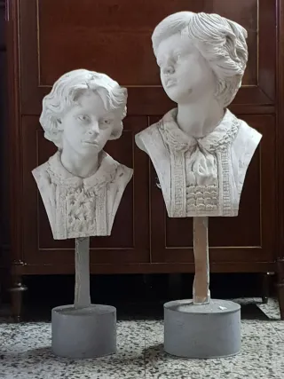 2 sculture gesso antiche bambine