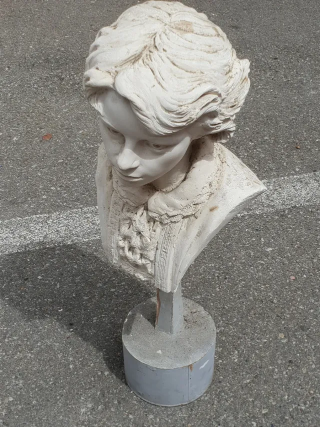 2 sculture gesso antiche bambine