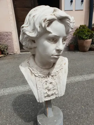 2 sculture gesso antiche bambine