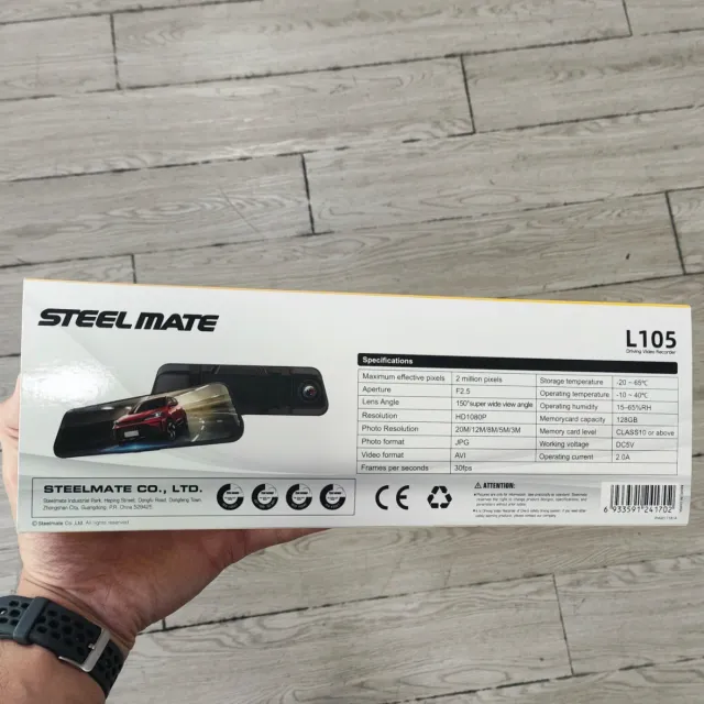 Dash cam de 9.66" Steel Mate con visión nocturna