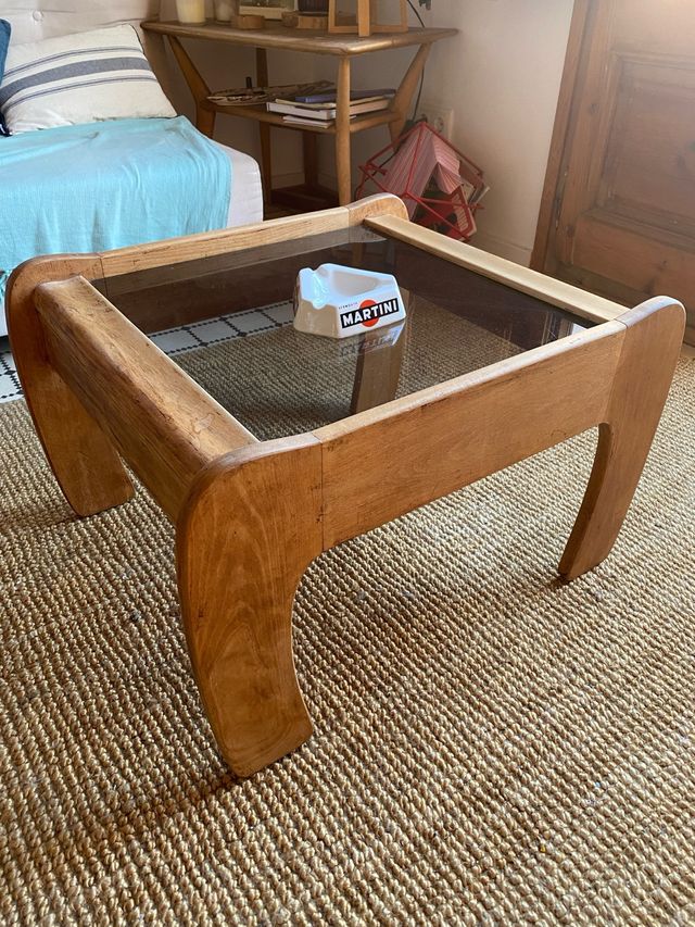 Mesa Centro Vintage Madera y Cristal