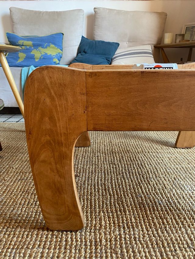 Mesa Centro Vintage Madera y Cristal