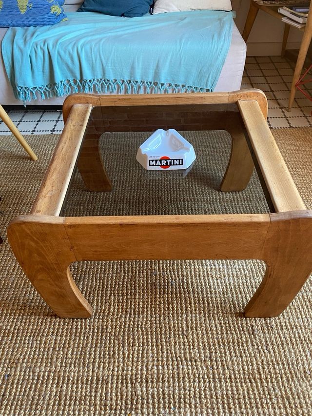 Mesa Centro Vintage Madera y Cristal