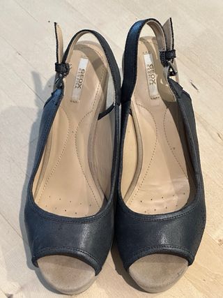 Geox Cuña Piel Gris azulado y Beige