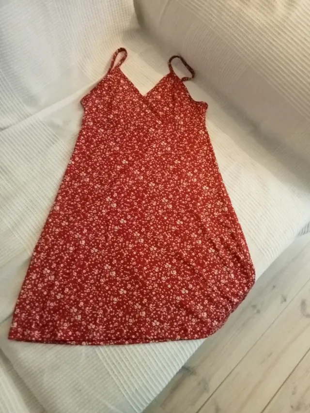 Vestido Verano Rojo Flores Blancas