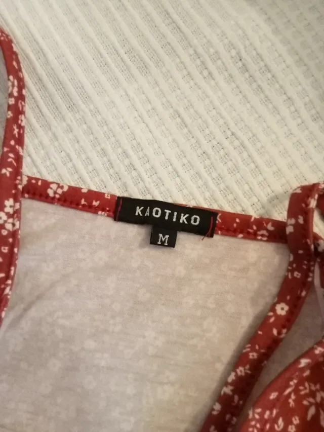 Vestido Verano Rojo Flores Blancas