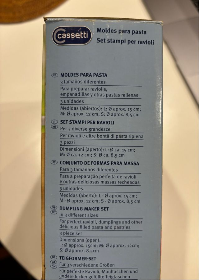 6 moldes diferente tamaño para pasta /empanadillas
