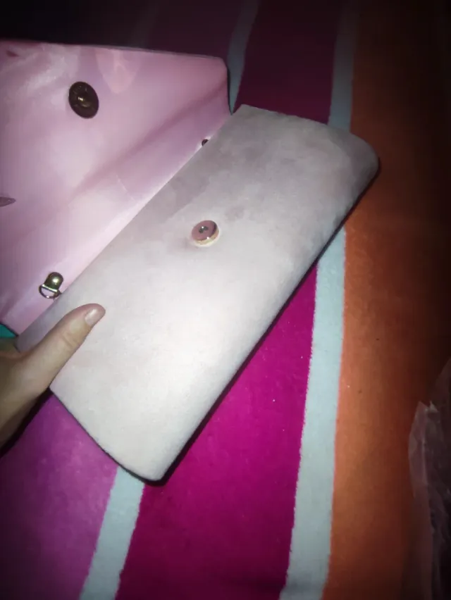 Borsa da festa beige e rosa