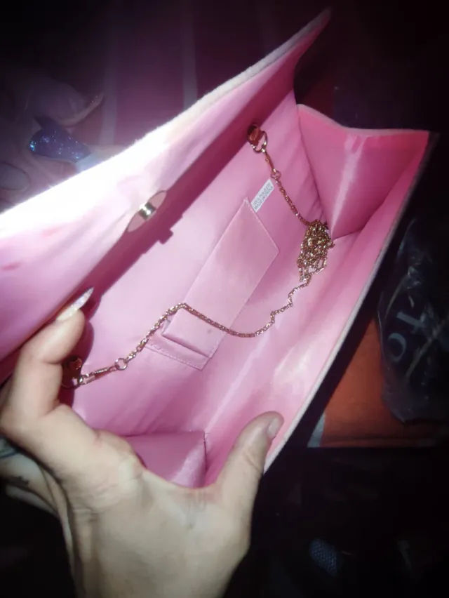 Borsa da festa beige e rosa