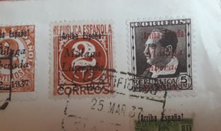 Spagna 1937 Lettera Malaga-Tangeri Guerra Civile