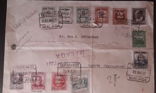Spagna 1937 Lettera Malaga-Tangeri Guerra Civile