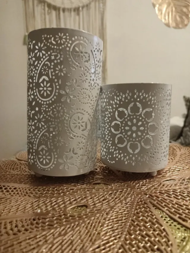 2 Portavelas Metal Decorativos