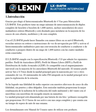 Intercomunicador Lexin B4FM para casco