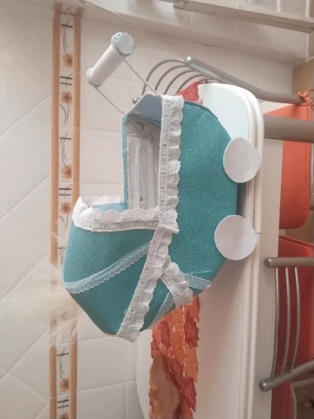 Cesta Carro Bebé Decorativa Azul