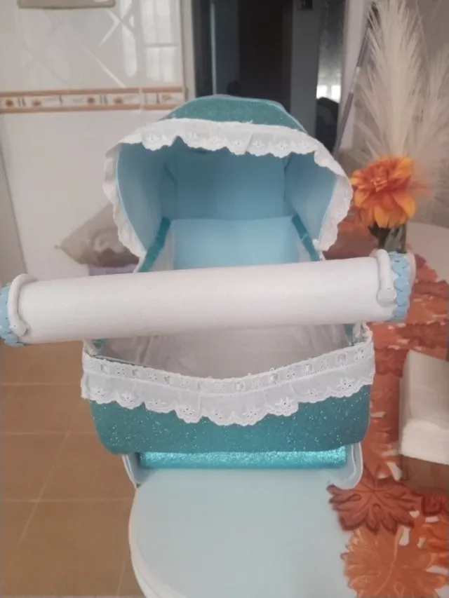 Cesta Carro Bebé Decorativa Azul