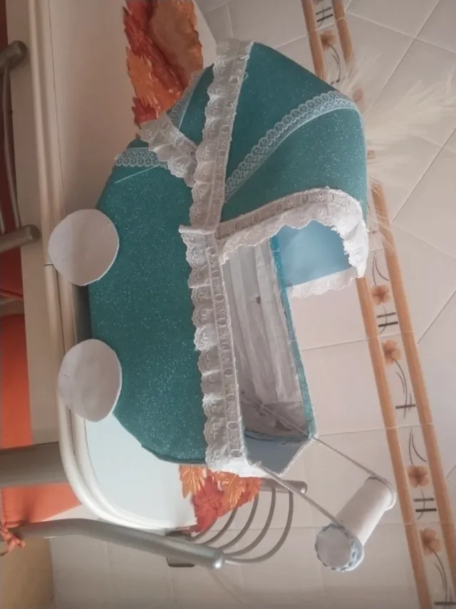 Cesta Carro Bebé Decorativa Azul