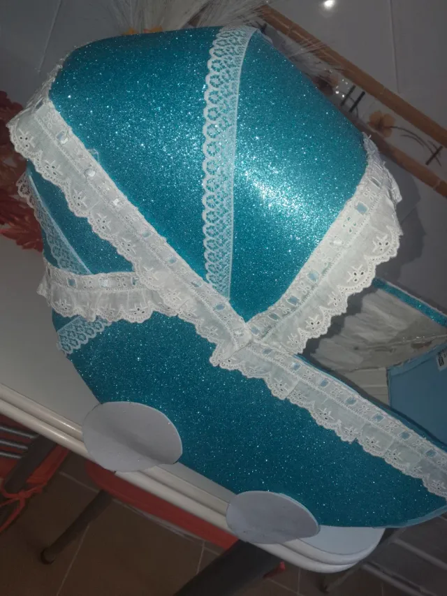 Cesta Carro Bebé Decorativa Azul