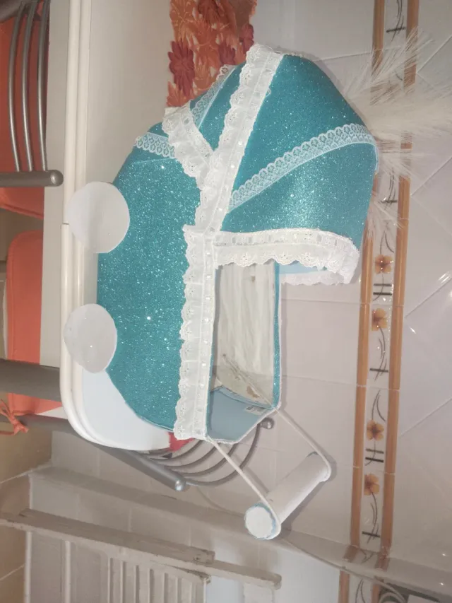 Cesta Carro Bebé Decorativa Azul