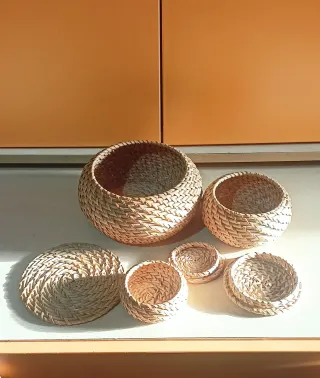 Set 3 cestini vimini beige/marrone