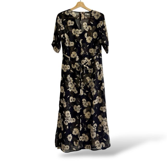 Talla L - Kimono floral y vestido negro