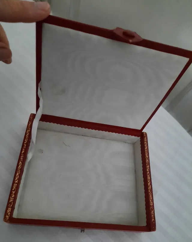 Caja de piel roja para pañuelos