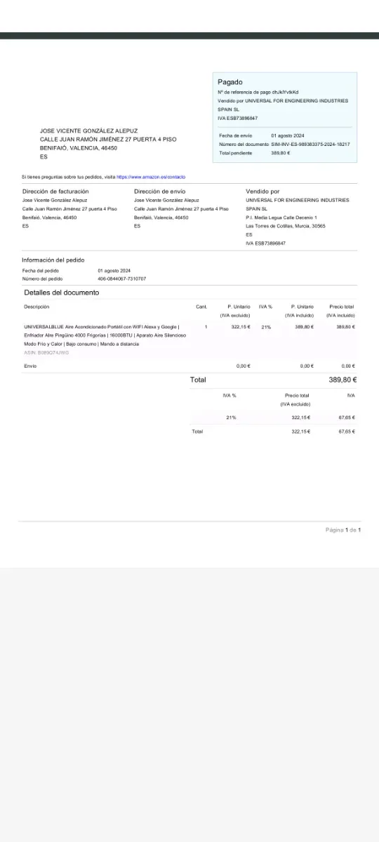 Aire Acondicionado Portátil Universal Blue 4000 Fr