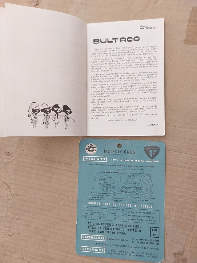 Manual  motocicletas BULTACO  MERCURIO 155