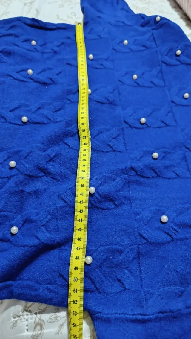 Pullover donna blu con perline