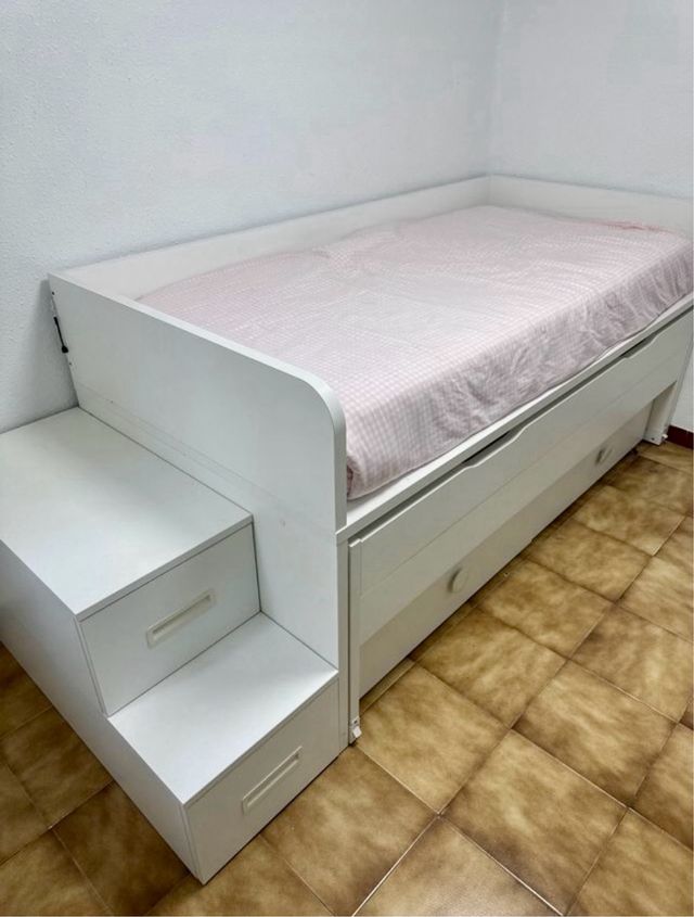 Cama nido blanca con cajones