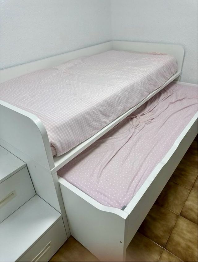 Cama nido blanca con cajones