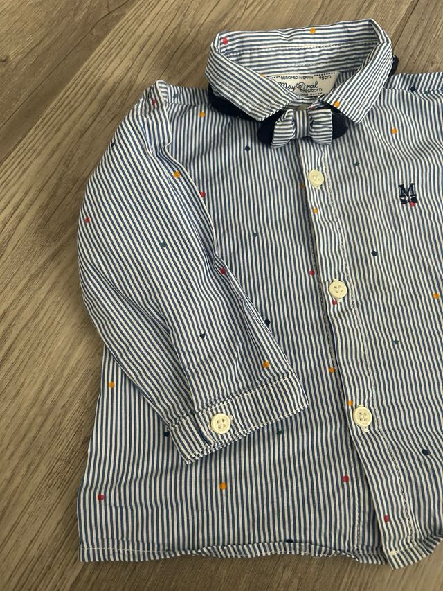 Camisa bebé rayas con pajarita