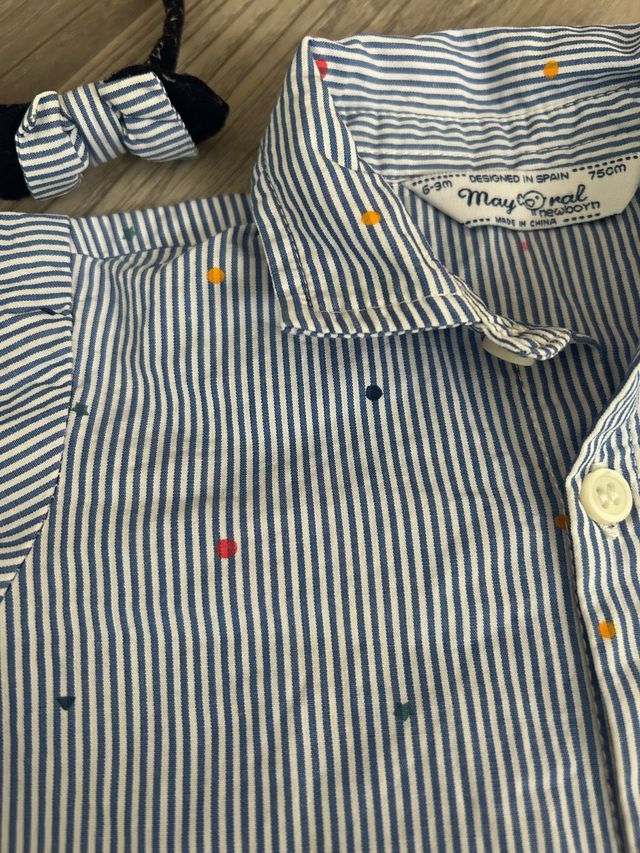 Camisa bebé rayas con pajarita
